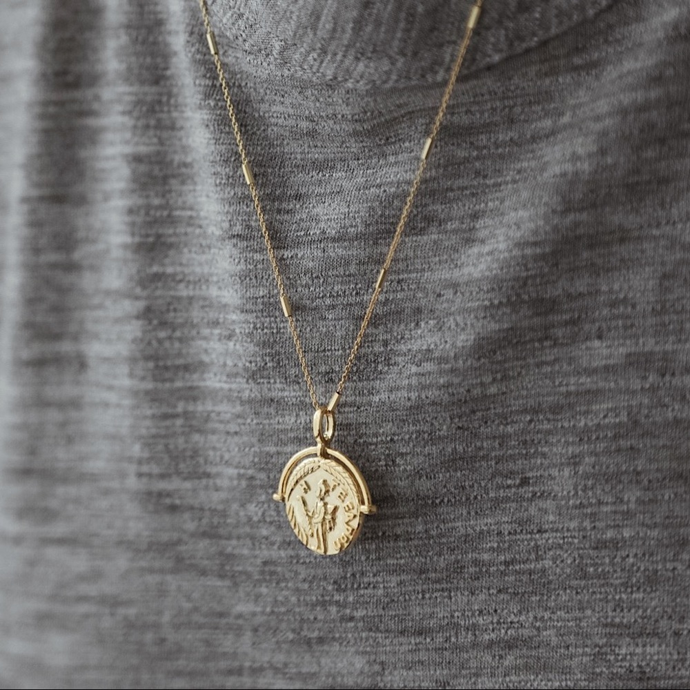 Greek Coin Necklace | 14k Gold Vermeil - Picture 4 of 8